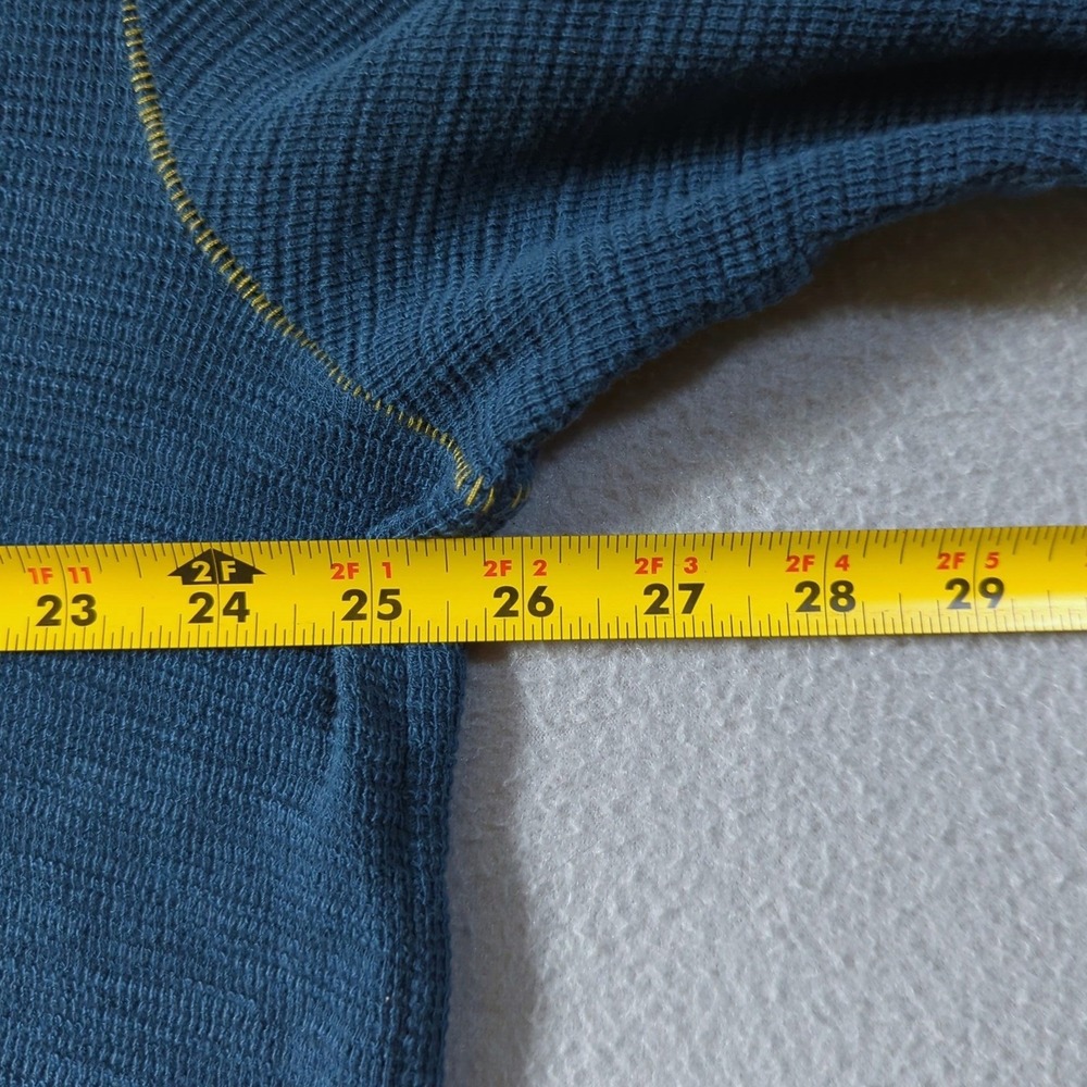 32 Bar Blues Henley Shirt Mens XL Blue Pique Cotton Knit Contrast Stitching - Picture 6 of 7